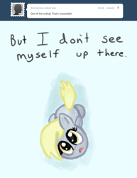 Size: 770x1000 | Tagged: safe, derpy hooves, pegasus, pony, ask, ask a mailmare, ceiling, female, mare, tumblr