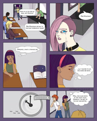 Size: 1024x1280 | Tagged: safe, artist:rebekahbyland, derpibooru import, fluttershy, twilight sparkle, high school, high school is magic, humanized, school