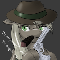 Size: 700x700 | Tagged: safe, artist:snus-kun, applejack, earth pony, pony, gun, parody, revolver, the godfather