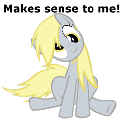 Size: 700x700 | Tagged: safe, artist:broneill95, edit, derpy hooves, pegasus, pony, female, head tilt, image macro, mare, reaction image, simple background, sitting, transparent background, vector