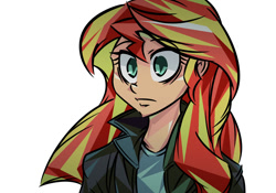 Size: 856x600 | Tagged: safe, artist:tyuubatu, sunset shimmer, equestria girls, clothes, female, solo, two toned hair