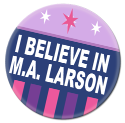 Size: 519x509 | Tagged: safe, artist:pixelkitties, derpibooru import, twilight sparkle, alicorn, pony, alicorn drama, button, i believe in m.a. larson, i believe in x, m.a. larson, meme origin