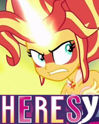 Size: 614x765 | Tagged: safe, edit, edited screencap, screencap, sunset shimmer, equestria girls, friendship games, angry, daydream shimmer, expand dong, exploitable meme, heresy, meme, reaction image, warhammer (game), warhammer 40k
