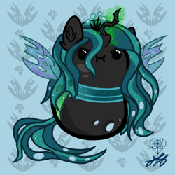 Size: 1280x1280 | Tagged: safe, artist:stainedglasslighthea, queen chrysalis, changeling, changeling queen, :i, bean pony, cute, cutealis, female, potato pony, solo