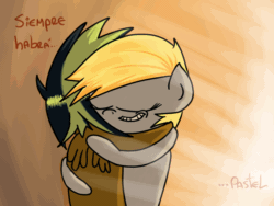 Size: 800x600 | Tagged: dead source, safe, derpy hooves, oc, pegasus, pony, animated, ask-derpyweas, female, mare, spanish