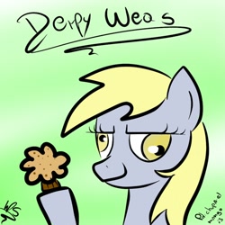 Size: 500x500 | Tagged: safe, derpy hooves, pegasus, pony, female, mare, muffin, simple background, solo