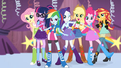 Size: 1280x720 | Tagged: safe, derpibooru import, applejack, fluttershy, pinkie pie, rainbow dash, rarity, sci-twi, sunset shimmer, twilight sparkle, dance magic, equestria girls, spoiler:eqg specials, netflix, tales of canterlot high