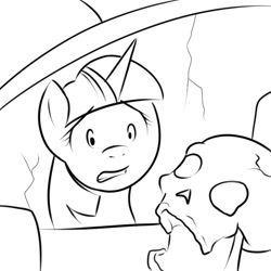 Size: 600x600 | Tagged: safe, artist:kloudmutt, derpibooru import, twilight sparkle, human, car, dead, monochrome, skull