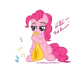 Size: 1823x1590 | Tagged: safe, artist:redapropos, pinkie pie, earth pony, pony, musical instrument, saxophone, solo