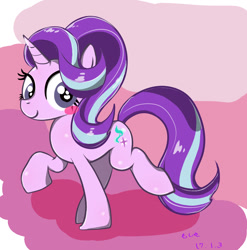 Size: 1322x1336 | Tagged: safe, artist:noupu, starlight glimmer, pony, unicorn, abstract background, smiling, solo