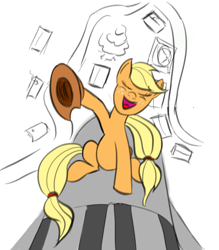 Size: 716x818 | Tagged: safe, artist:rubrony, applejack, earth pony, pony, crossover, dr. strangelove, freckles, hat, riding a bomb