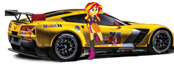 Size: 979x365 | Tagged: safe, artist:racer44908, sunset shimmer, equestria girls, car, chevrolet corvette c7.r, corvette, corvette c7, gtlm, imsa, obligatory pony, racecar, solo