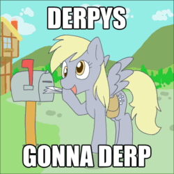 Size: 502x502 | Tagged: safe, artist:ajin, edit, derpy hooves, pegasus, pony, animated, cute, female, frame by frame, image macro, letter, mail, mailbag, mailbox, mailpony, mare