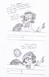 Size: 942x1450 | Tagged: safe, artist:joey darkmeat, rarity, pony, unicorn, comic, crossover, jar, jarate, meet the sniper, monochrome, pee in container, sketch, sniper, sydney sleeper, team fortress 2, traditional art, urine