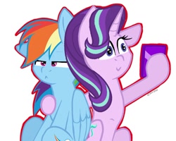 Size: 1024x819 | Tagged: safe, artist:dsfranch, derpibooru import, rainbow dash, starlight glimmer, pegasus, pony, cellphone, phone, selfie, unamused