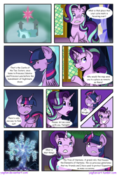 Size: 1024x1536 | Tagged: safe, artist:yogfan, starlight glimmer, twilight sparkle, twilight sparkle (alicorn), alicorn, pony, comic:but i do now, comic, hyrule, starry eyes, the legend of zelda, tree of harmony, wingding eyes