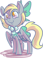 Size: 504x684 | Tagged: safe, artist:ponygoggles, derpy hooves, pegasus, pony, bow, clothes, necklace, pearl, solo