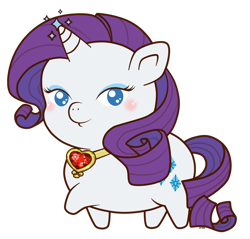 Size: 1024x979 | Tagged: safe, artist:pinkplaidrobot, rarity, pony, unicorn, blushing, chibi, fire ruby, solo