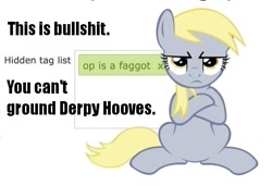 Size: 565x386 | Tagged: safe, edit, derpy hooves, grounded, meta, op is a faggot, spider-man, text, vulgar