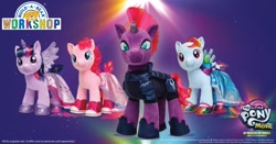 Size: 1200x628 | Tagged: safe, derpibooru import, pinkie pie, rainbow dash, tempest shadow, twilight sparkle, twilight sparkle (alicorn), alicorn, my little pony: the movie, build-a-bear, irl, photo, plushie