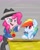 Size: 1600x2000 | Tagged: safe, artist:macheteponies, derpibooru import, pinkie pie, rainbow dash, earth pony, pegasus, pony, testing testing 1-2-3, atryl-ish, hat, rapper pie, style emulation