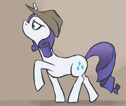 Size: 800x672 | Tagged: safe, artist:acidandgrit, rarity, pony, unicorn, female, hat, mare, purple mane, solo, white coat