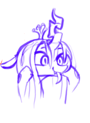 Size: 342x471 | Tagged: safe, artist:dimfann, queen chrysalis, changeling, changeling queen, :p, bust, cute, cutealis, drawpile, monochrome, silly, sketch, solo, tongue out
