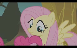 Size: 640x400 | Tagged: safe, screencap, fluttershy, pinkie pie, earth pony, pegasus, pony, female, mare, out of context