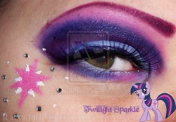 Size: 800x557 | Tagged: safe, artist:razorderockefeller, derpibooru import, twilight sparkle, cutie mark, makeup, photo, watermark