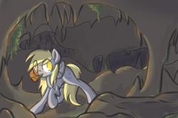 Size: 3000x2000 | Tagged: safe, artist:manicpanda, derpy hooves, pegasus, pony, adventure, cave, explore, exploring, female, mare, solo, spelunking, torch