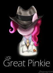 Size: 1700x2339 | Tagged: safe, artist:stepany1234, pinkie pie, earth pony, pony, clothes, hat, suit, the great gatsby