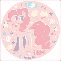 Size: 600x600 | Tagged: safe, artist:yousukou, pinkie pie, earth pony, pony, cupcake, female, mare, pink coat, pink mane, solo