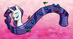 Size: 1000x532 | Tagged: safe, artist:willdrawforfood1, rarity, pony, unicorn, female, horn, mare, sheet music, white coat