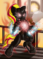 Size: 1939x2656 | Tagged: safe, artist:brother orin, sunset shimmer, pony, crossover, fulgore, killer instinct, solo