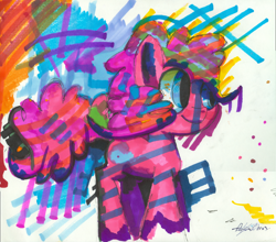 Size: 3698x3251 | Tagged: safe, artist:timeforsp, pinkie pie, earth pony, pony, female, mare, marker drawing, solo, traditional art