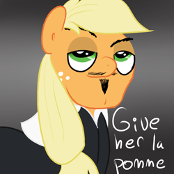 Size: 1080x1080 | Tagged: source needed, safe, artist:full stop, applejack, earth pony, pony, give her the dick, meme, parody, rené descartes