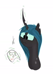 Size: 1736x2504 | Tagged: safe, artist:groomlake, queen chrysalis, changeling, changeling queen, colored, female, frown, simple background, solo, white background