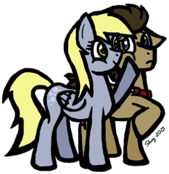 Size: 584x602 | Tagged: safe, artist:fantahigh, derpy hooves, doctor whooves, pegasus, pony, bowtie, female, mare