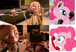 Size: 985x668 | Tagged: safe, pinkie pie, earth pony, pony, disney, exploitable meme, jack jack attack, phone meme, the incredibles