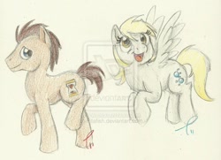 Size: 800x580 | Tagged: safe, artist:pitafish, derpy hooves, doctor whooves, pegasus, pony, female, mare, traditional art, watermark