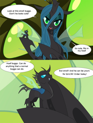 Size: 850x1117 | Tagged: safe, artist:tarajenkins, edit, queen chrysalis, changeling, changeling queen, commercial, cupidite, cuteling, small pony, smolpone