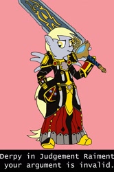 Size: 1275x1920 | Tagged: safe, derpy hooves, pony, bipedal, sword, warcraft, world of warcraft