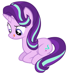 Size: 7000x7800 | Tagged: safe, artist:tardifice, starlight glimmer, pony, unicorn, every little thing she does, absurd resolution, cute, licking, licking lips, prone, simple background, smiling, solo, tongue out, transparent background, vector