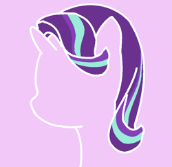 Size: 694x672 | Tagged: safe, artist:violaconcert, derpibooru exclusive, starlight glimmer, pony, bust, pink background, portrait, simple background, solo