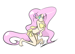 Size: 2800x2000 | Tagged: safe, artist:red-poni, fluttershy, belly button, bikini, breast hold, breasts, clothes, female, heart eyes, hootershy, humanized, skinny, swimsuit, wingding eyes