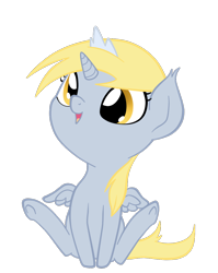 Size: 940x1180 | Tagged: safe, artist:burbonicecreamfloat, derpy hooves, alicorn, pony, alicornified, crown, cute, derpicorn, filly, foal, muffin queen, race swap, solo, this will end in tears, xk-class end-of-the-world scenario, younger