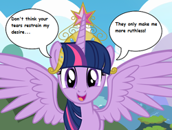 Size: 500x375 | Tagged: safe, derpibooru import, twilight sparkle, alicorn, pony, alicorn drama, comic sans, exploitable meme, meme, salo, twilight rustler meme