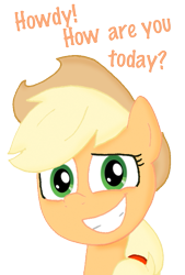 Size: 537x794 | Tagged: safe, artist:ajmstudios, applejack, earth pony, pony, applejack smile, cute, fun, meme, smiling, talk, talkcute