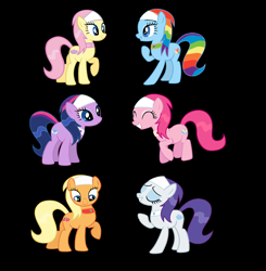 Size: 4072x4152 | Tagged: safe, artist:oliwia2514, derpibooru import, applejack, fluttershy, pinkie pie, rainbow dash, rarity, twilight sparkle, earth pony, pegasus, pony, unicorn, absurd resolution, alternate hairstyle, mane six, spa pony