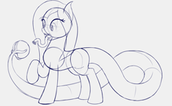 Size: 1618x1000 | Tagged: safe, artist:suspega, derpibooru import, oc, oc only, oc:lustrous, original species, pony, badumsquish approved, female, long tail, long tongue, palux, sketch, tongue out